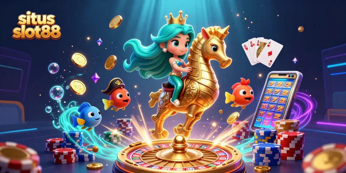 Play exciting games on situs slot88, featuring a colorful, immersive underwater casino scene.